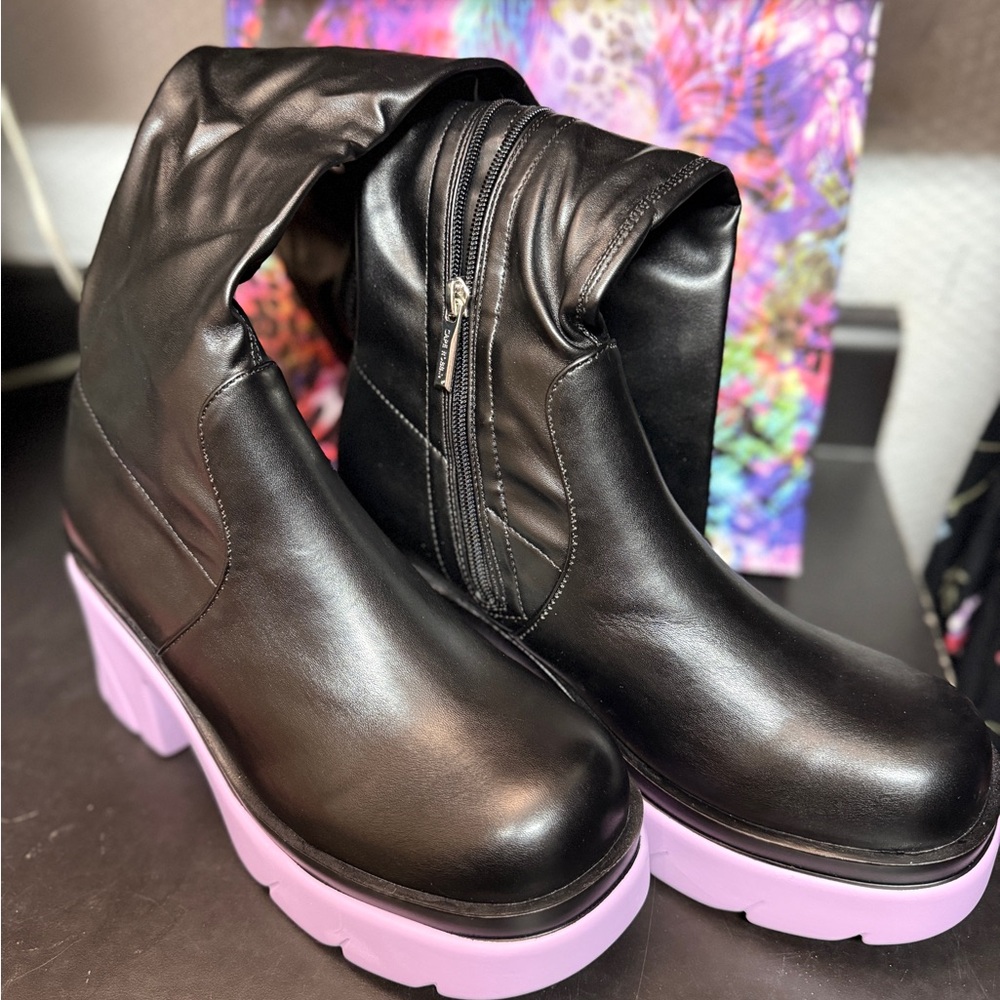 Cape Robbin Black Over the Knee Boots with Purple Soles - Picture 4 of 5